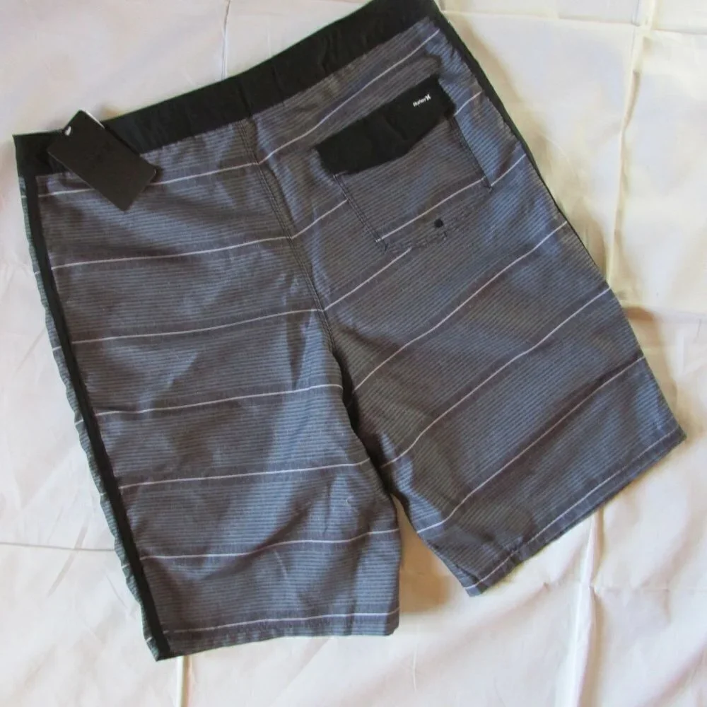 Hurley Youth Boy's Shoreline Boardshorts Swimming Trunks - Gray Stripe